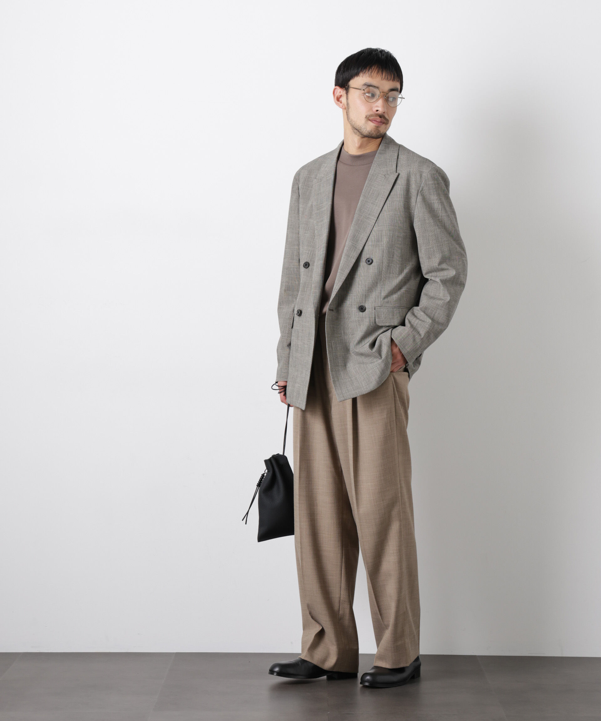 nano･universe「グレンチェックダブルブレストジャケット（セットアップ可）」|テーラードジャケット|