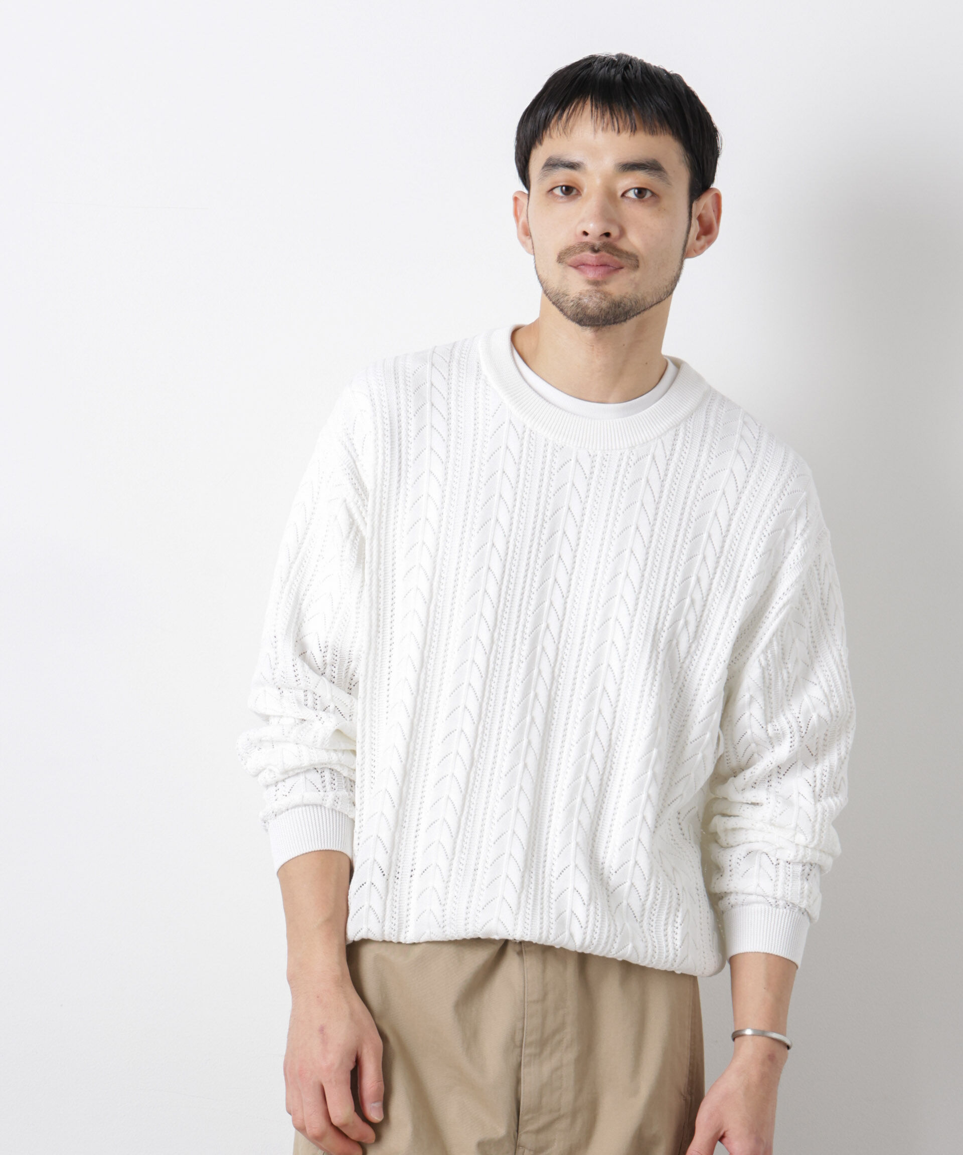 nano･universe「｢ASSEMBLANC｣コードヤーンシアーケーブルニット」|ニット・セーター|