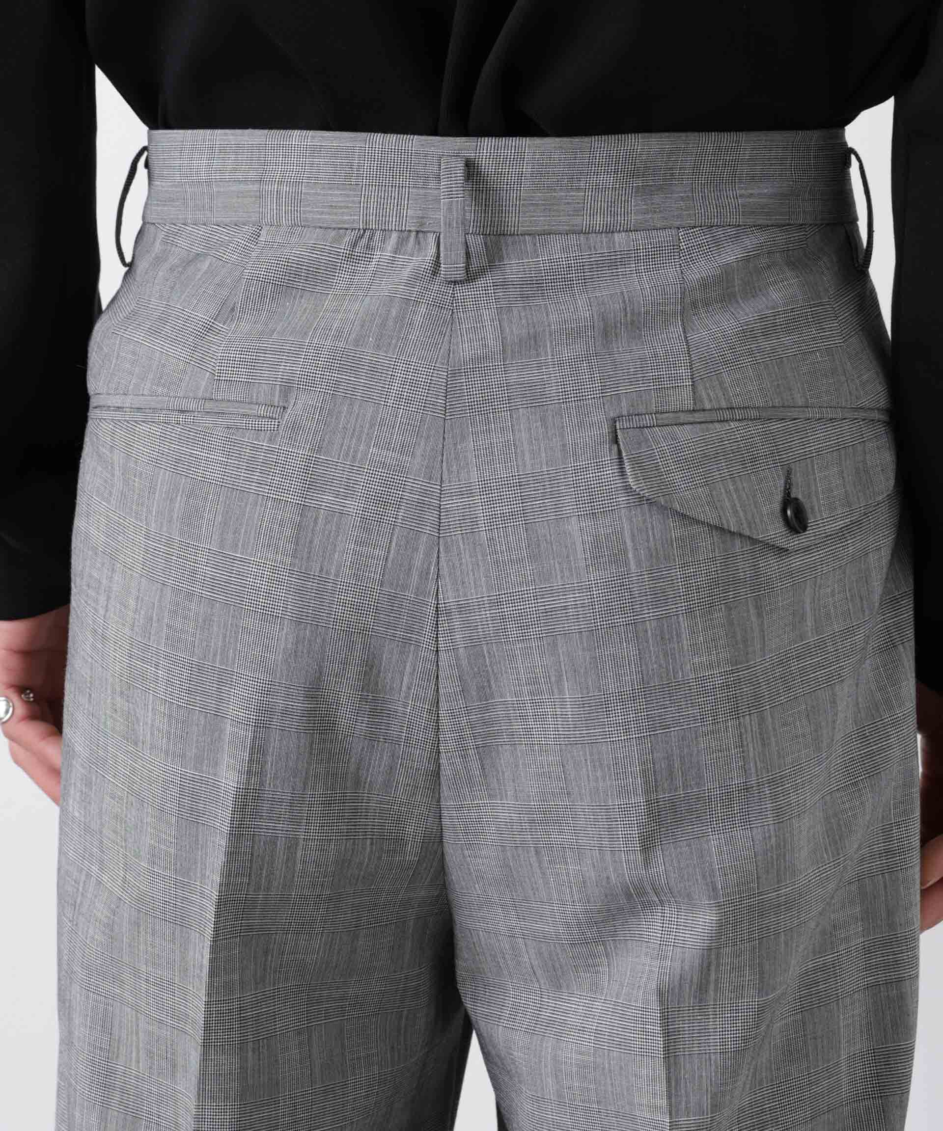 nano･universe「グレンチェックストレートパンツ（セットアップ可）」|チノ|