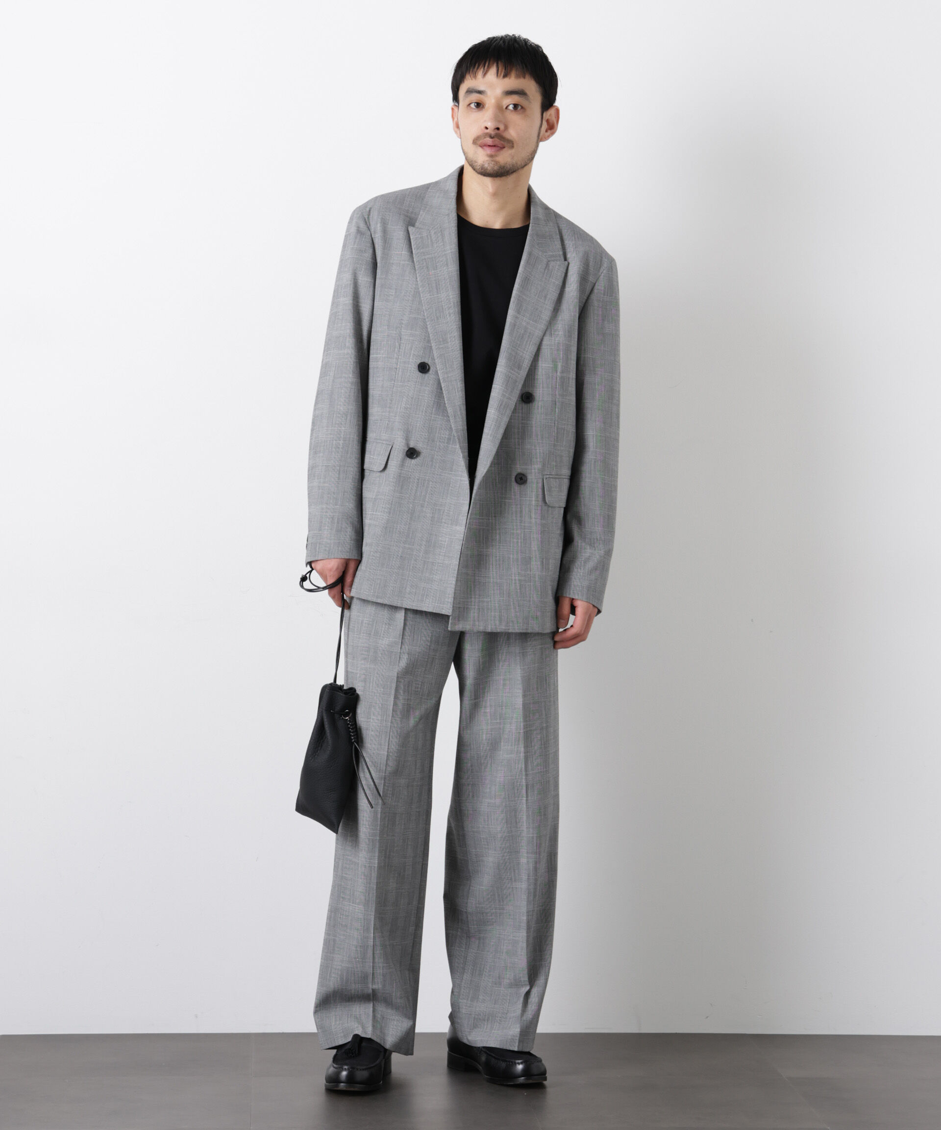 nano･universe「グレンチェックストレートパンツ（セットアップ可）」|チノ|