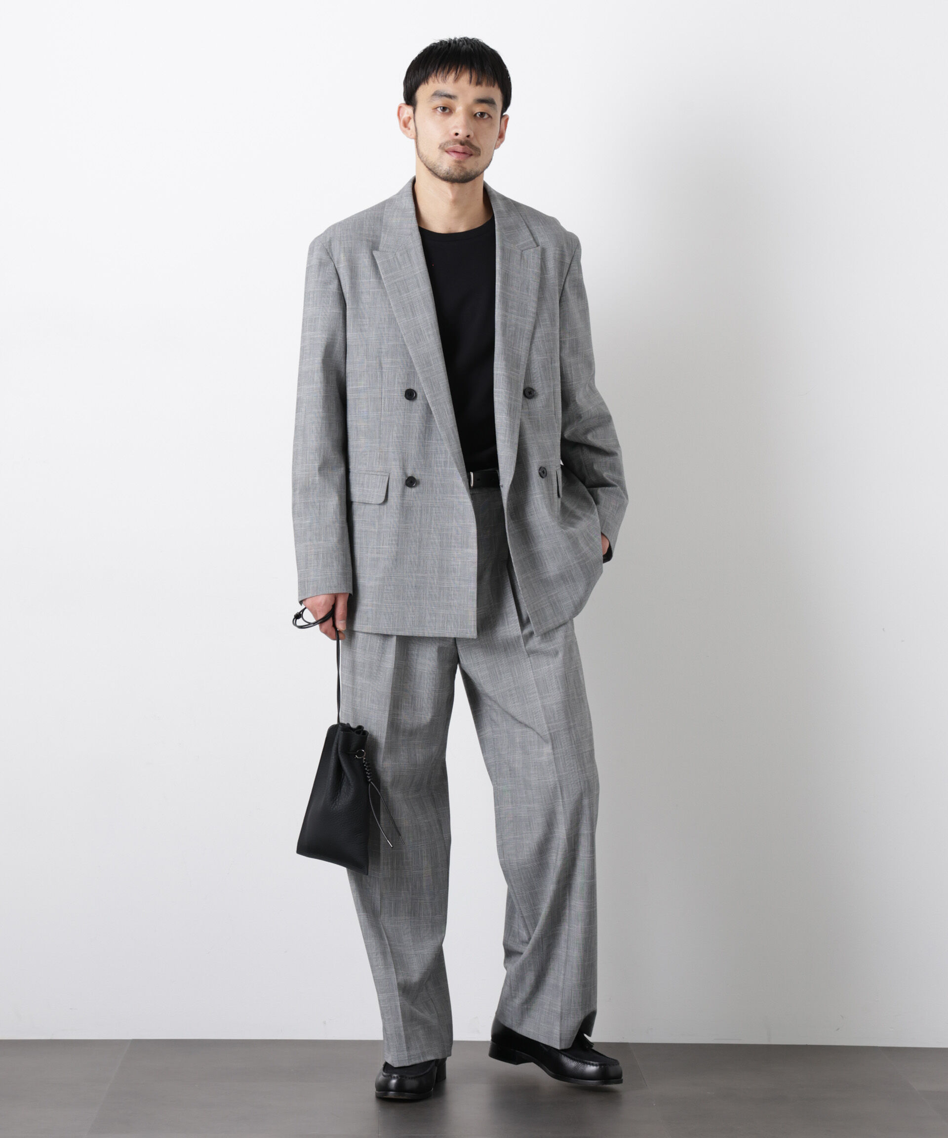 nano･universe「グレンチェックストレートパンツ（セットアップ可）」|チノ|