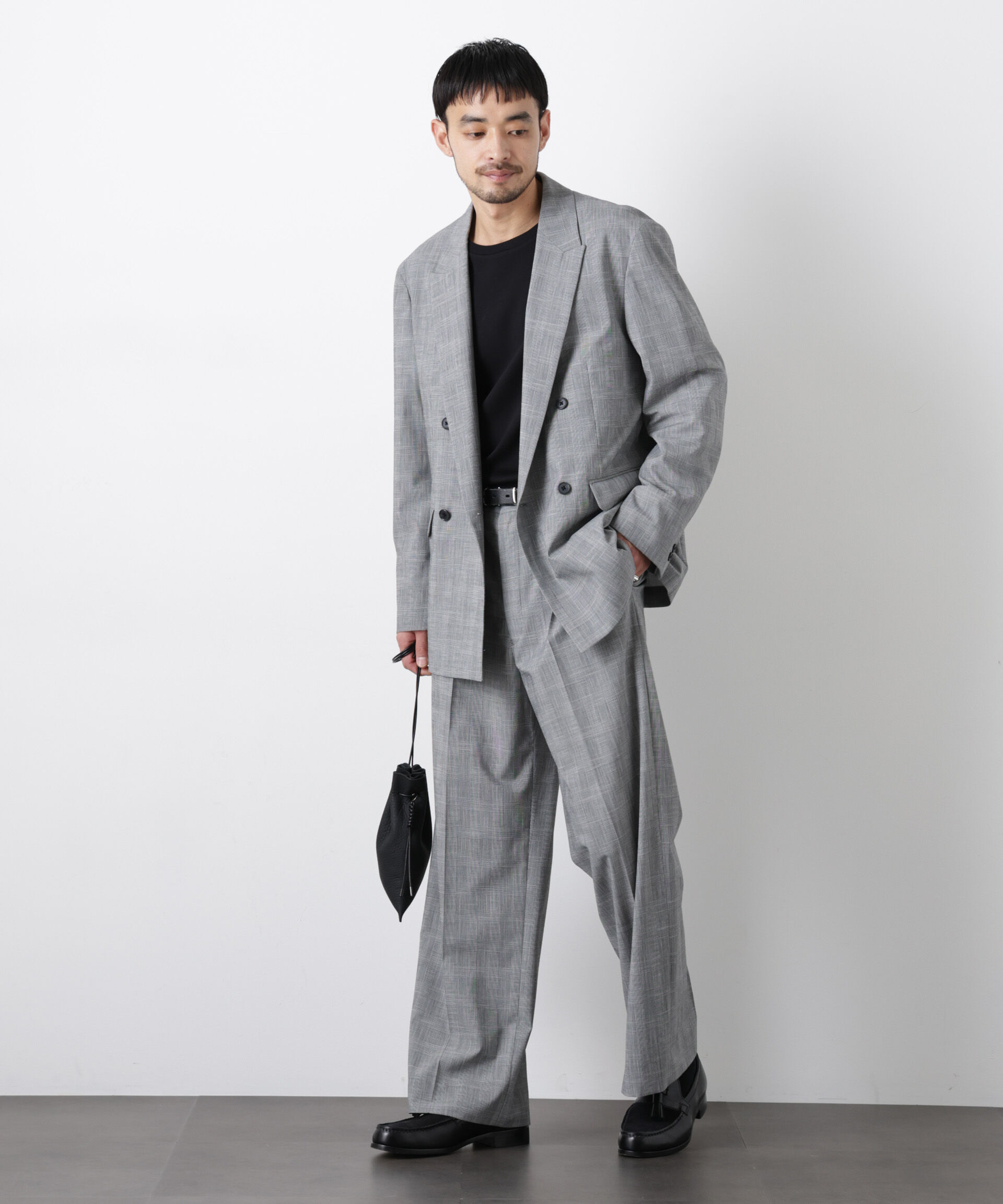 nano･universe「グレンチェックストレートパンツ（セットアップ可）」|チノ|