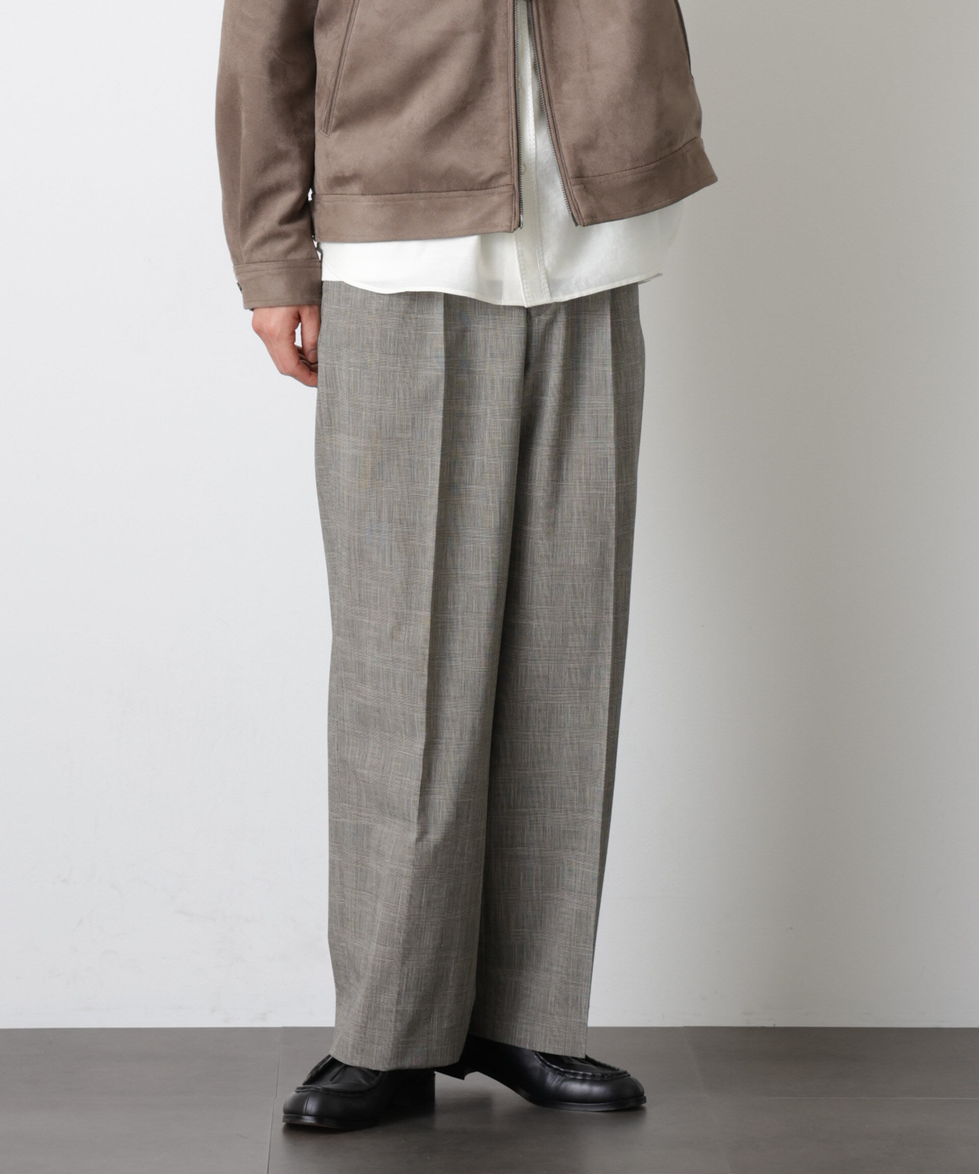 nano･universe「グレンチェックストレートパンツ（セットアップ可）」|チノ|