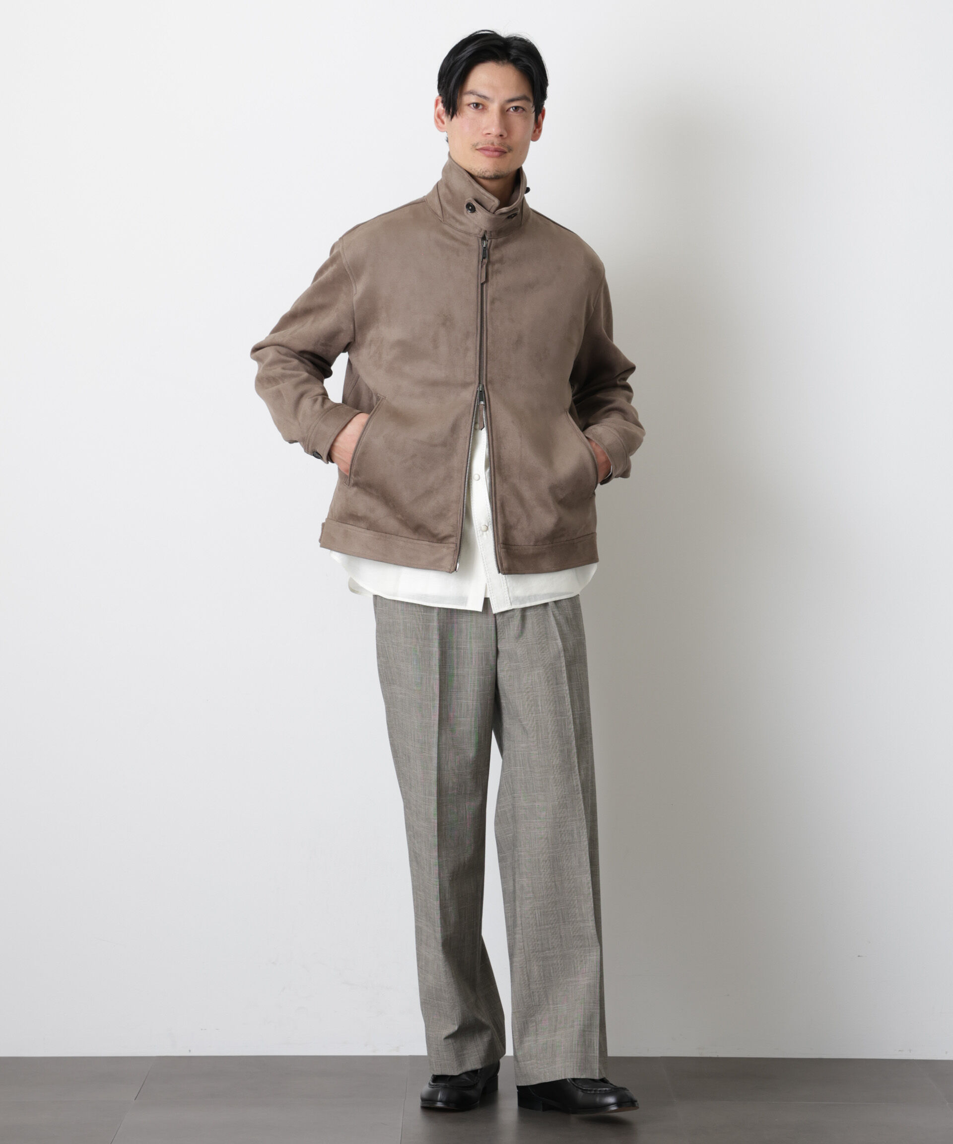 nano･universe「グレンチェックストレートパンツ（セットアップ可）」|チノ|