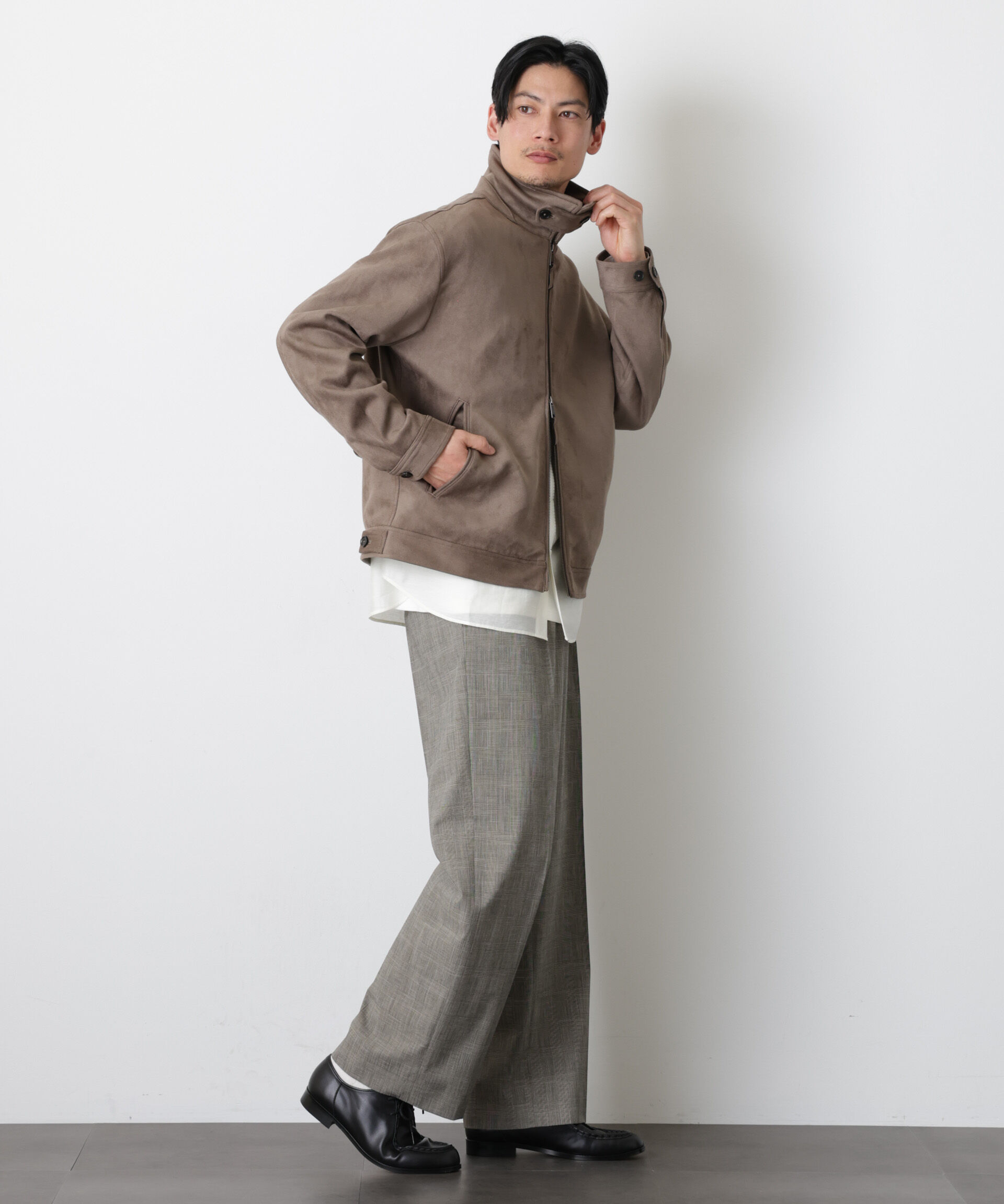 nano･universe「グレンチェックストレートパンツ（セットアップ可）」|チノ|