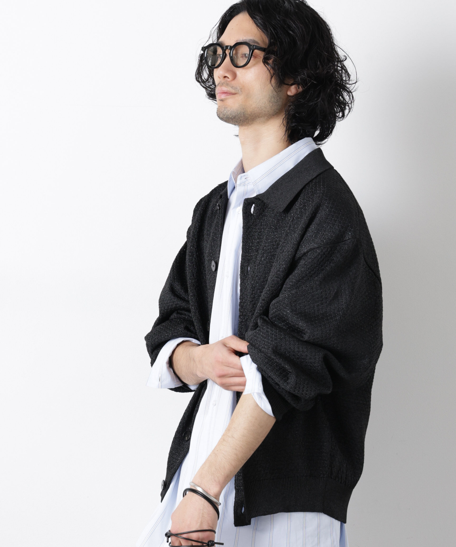 nano･universe「ギマポロカラーニットジャケット」|ニット・セーター|