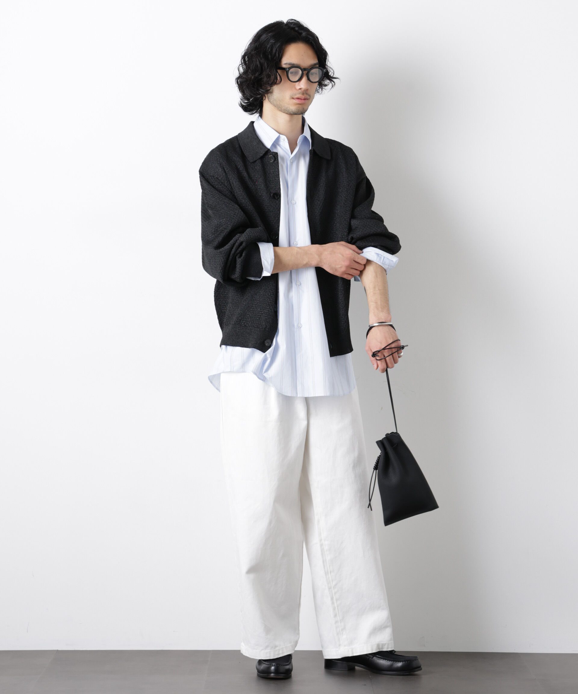 nano･universe「ギマポロカラーニットジャケット」|ニット・セーター|