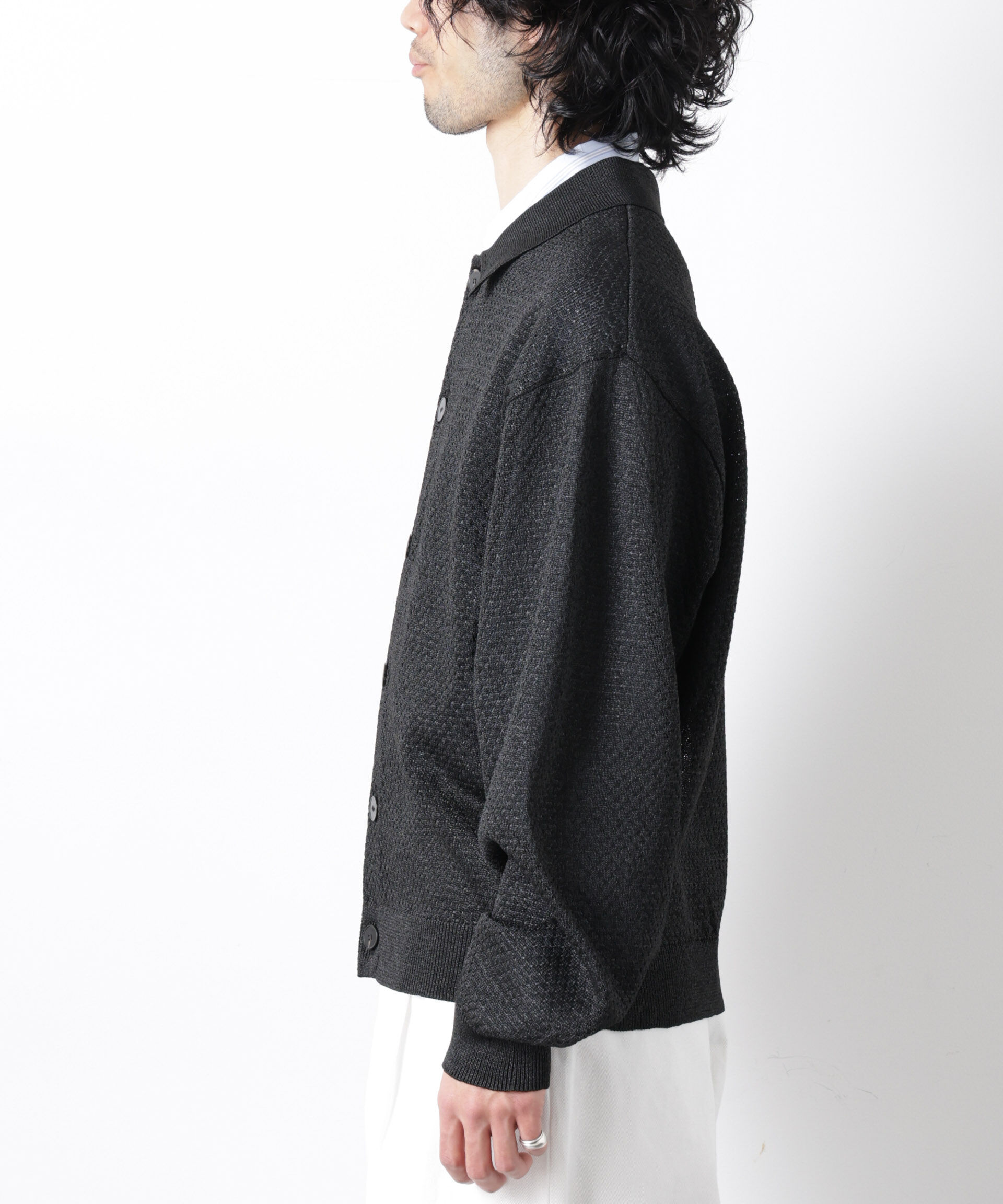 nano･universe「ギマポロカラーニットジャケット」|ニット・セーター|