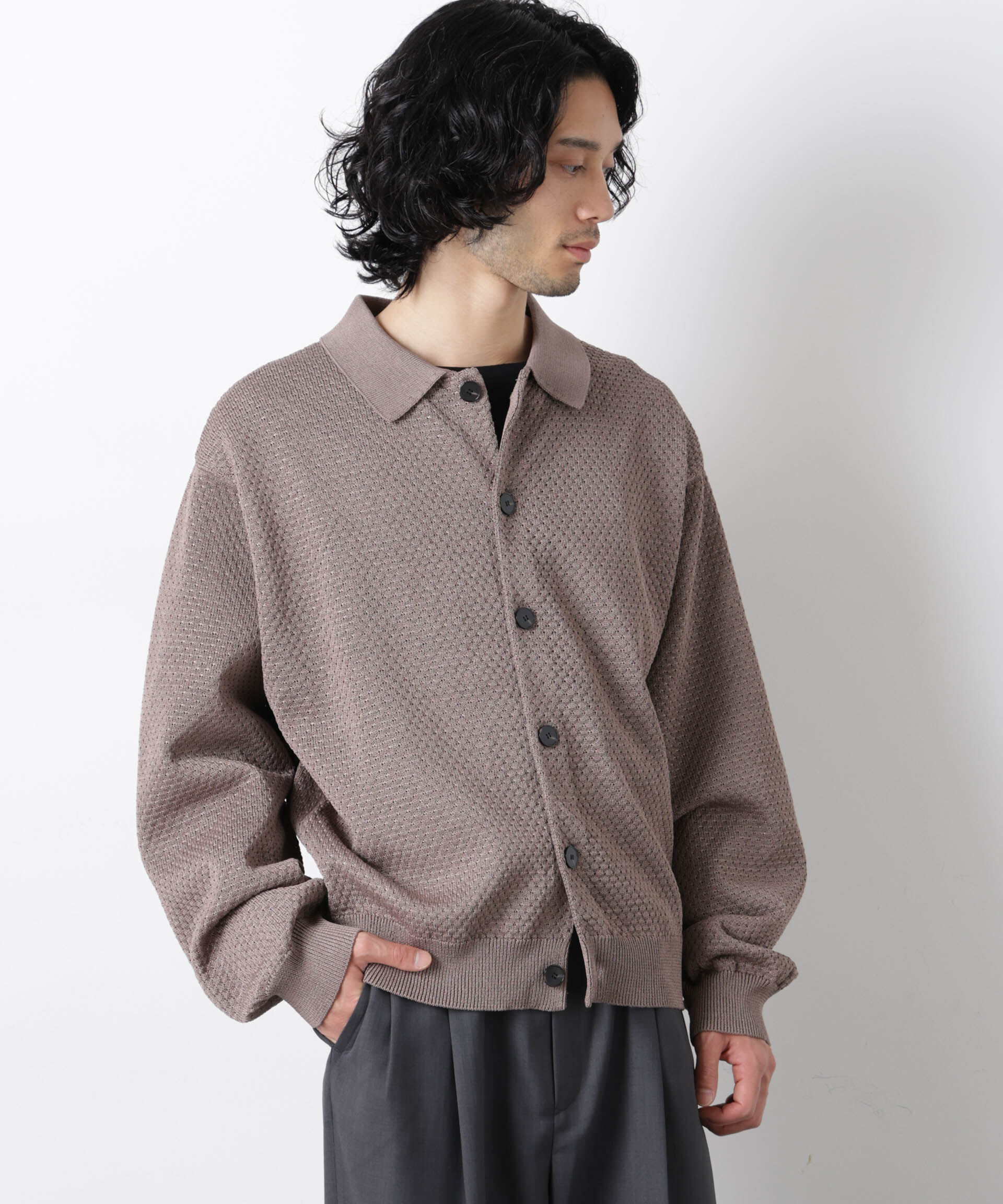 nano･universe「ギマポロカラーニットジャケット」|ニット・セーター|