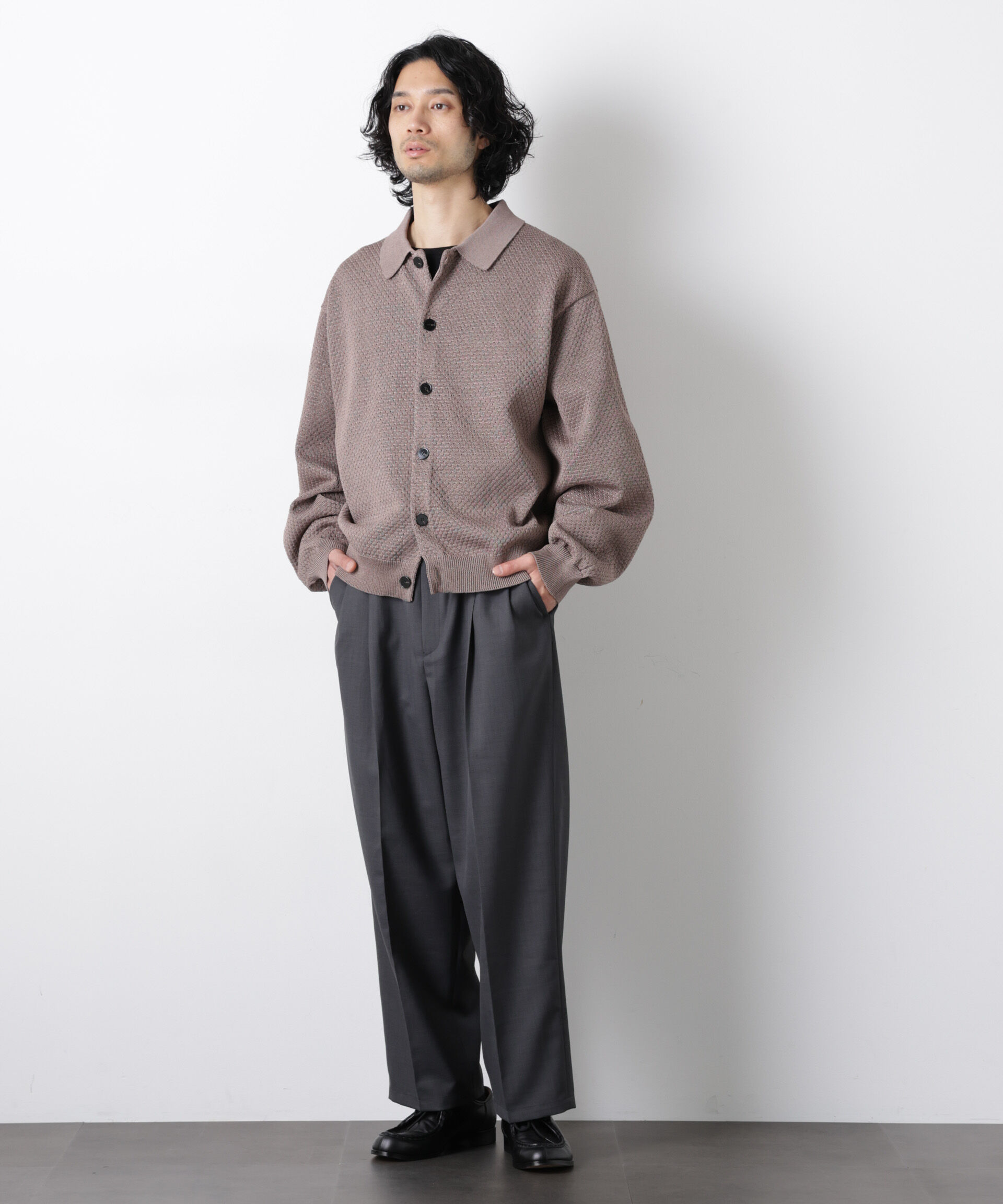 nano･universe「ギマポロカラーニットジャケット」|ニット・セーター|