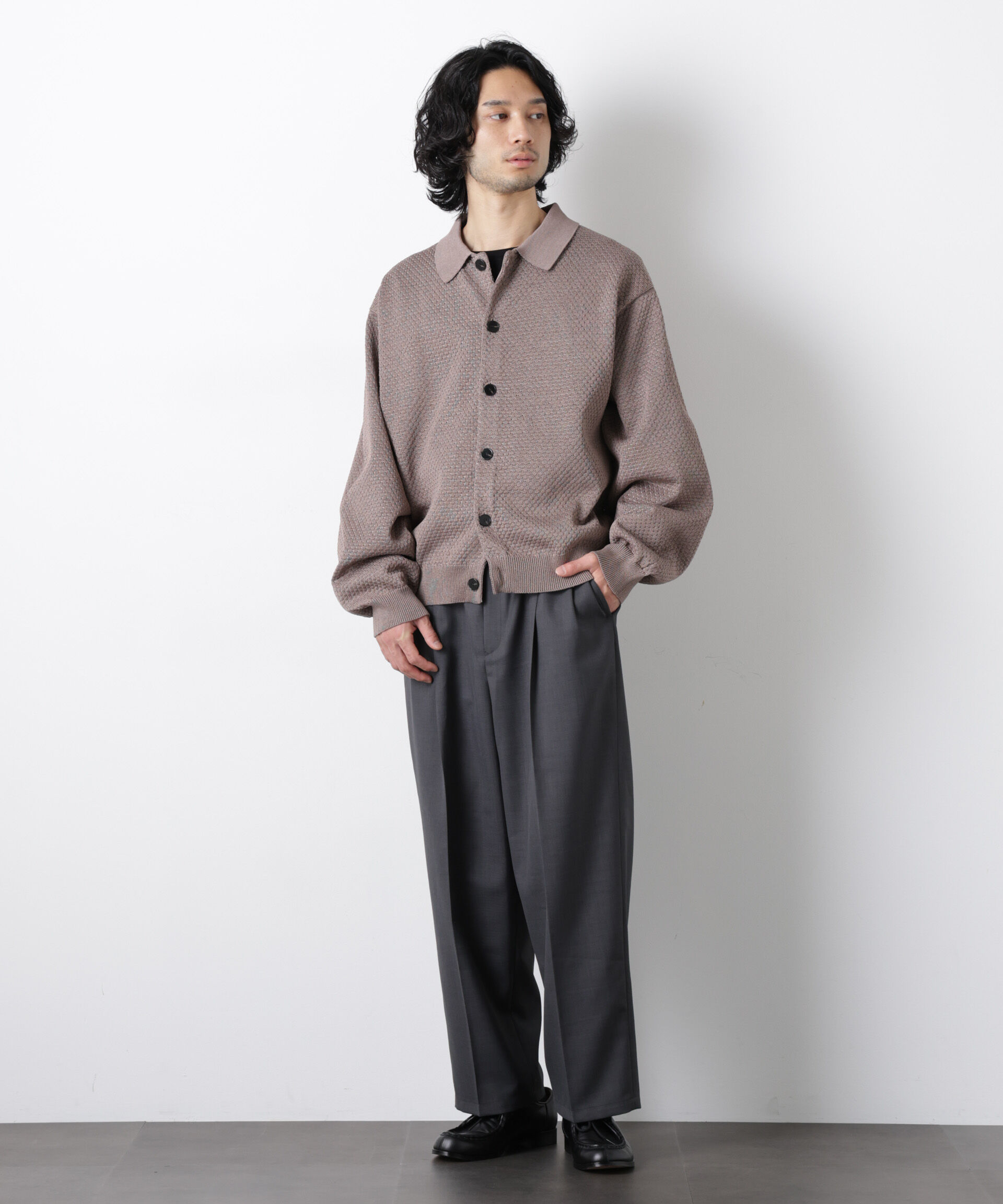 nano･universe「ギマポロカラーニットジャケット」|ニット・セーター|