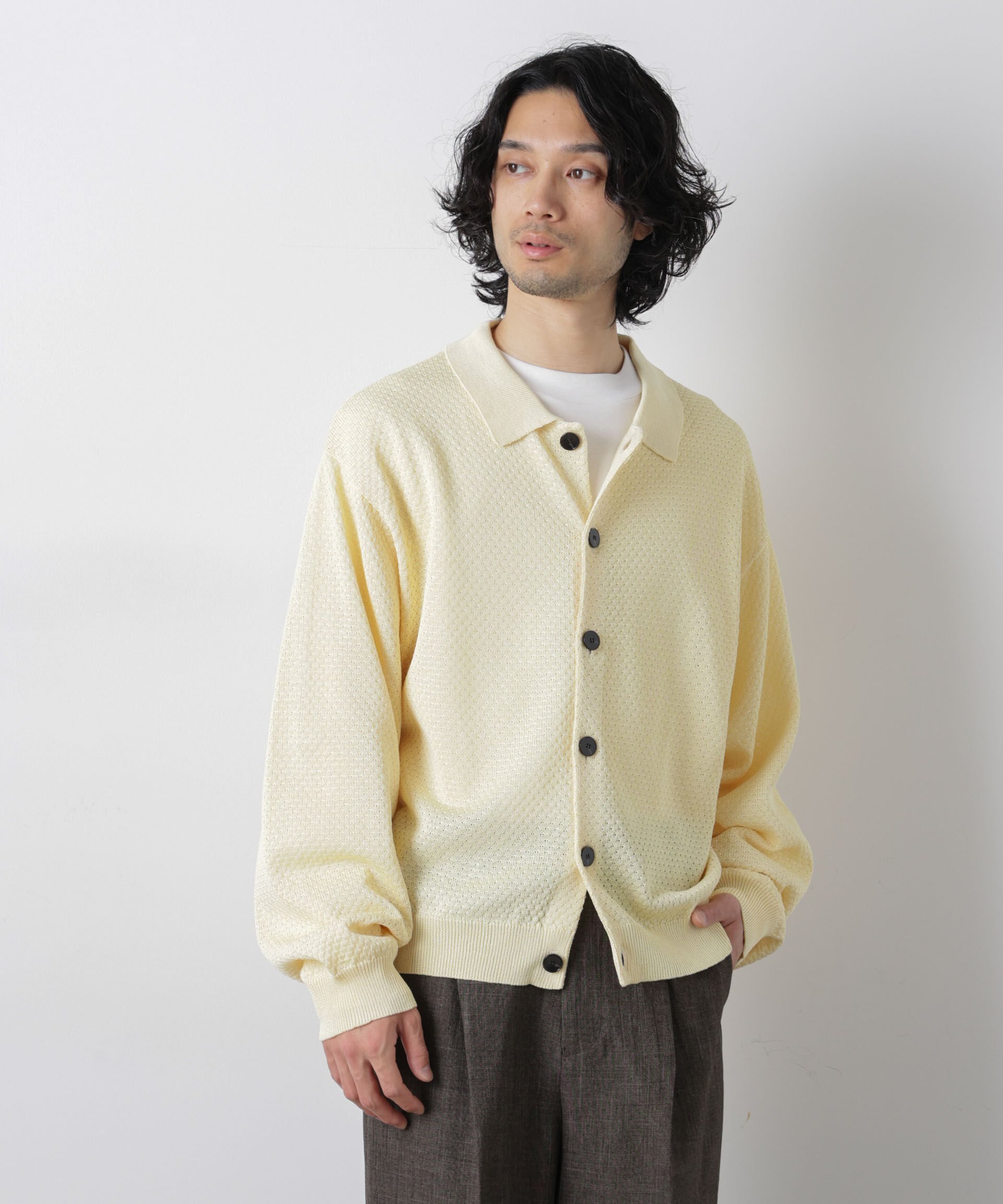 nano･universe「ギマポロカラーニットジャケット」|ニット・セーター|