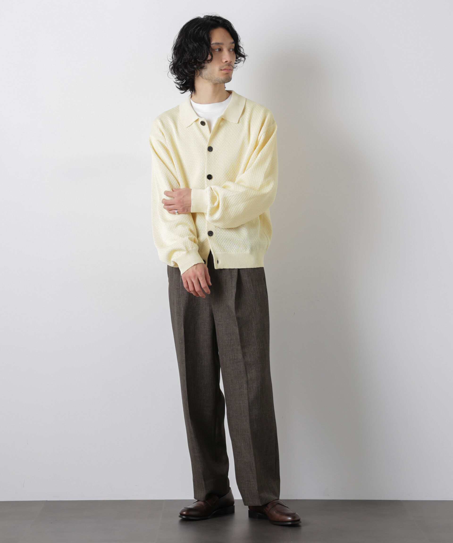 nano･universe「ギマポロカラーニットジャケット」|ニット・セーター|