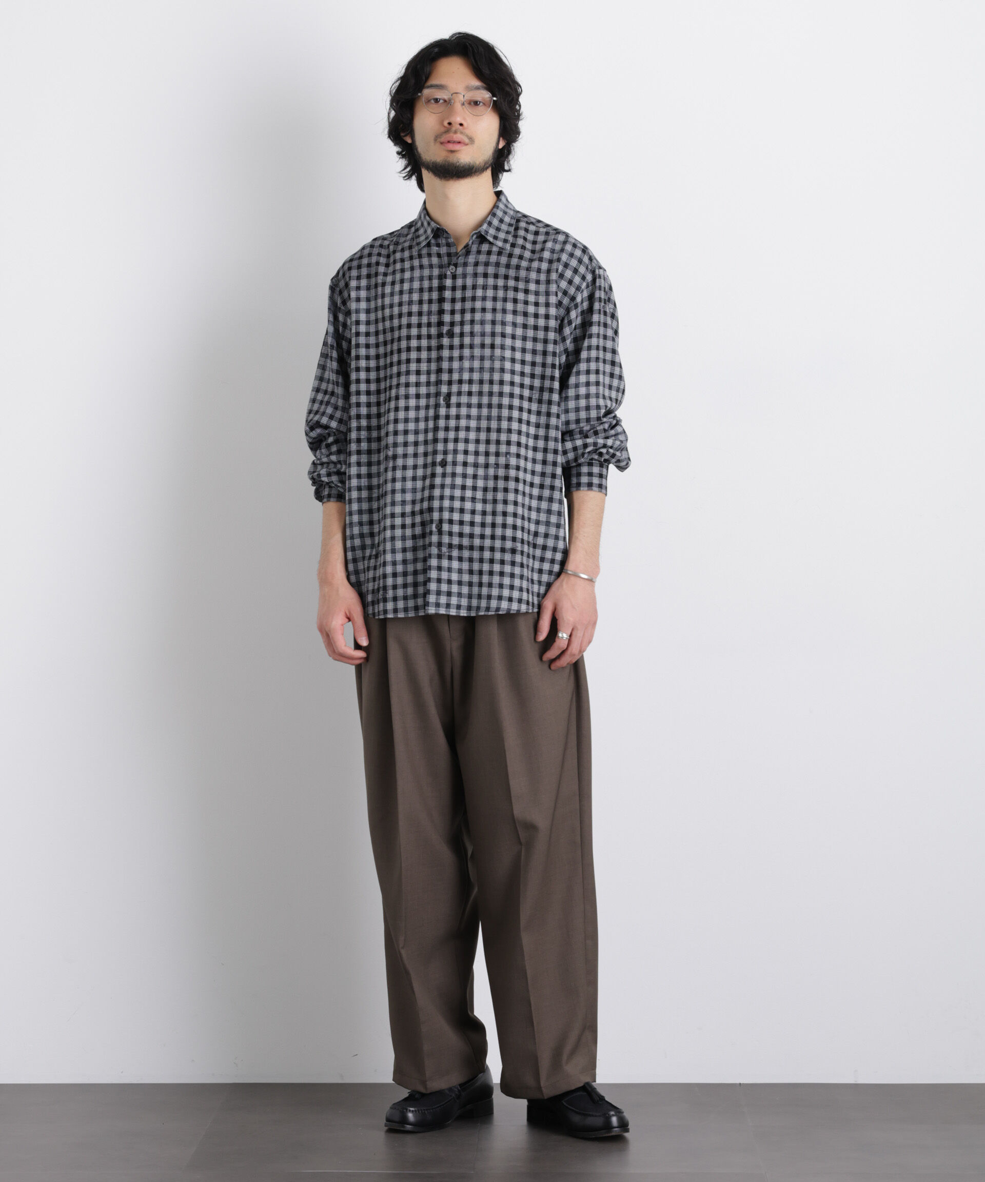 nano･universe「ケミカルフィニッシュチェック オーバーシャツ」|シャツ・ブラウス|