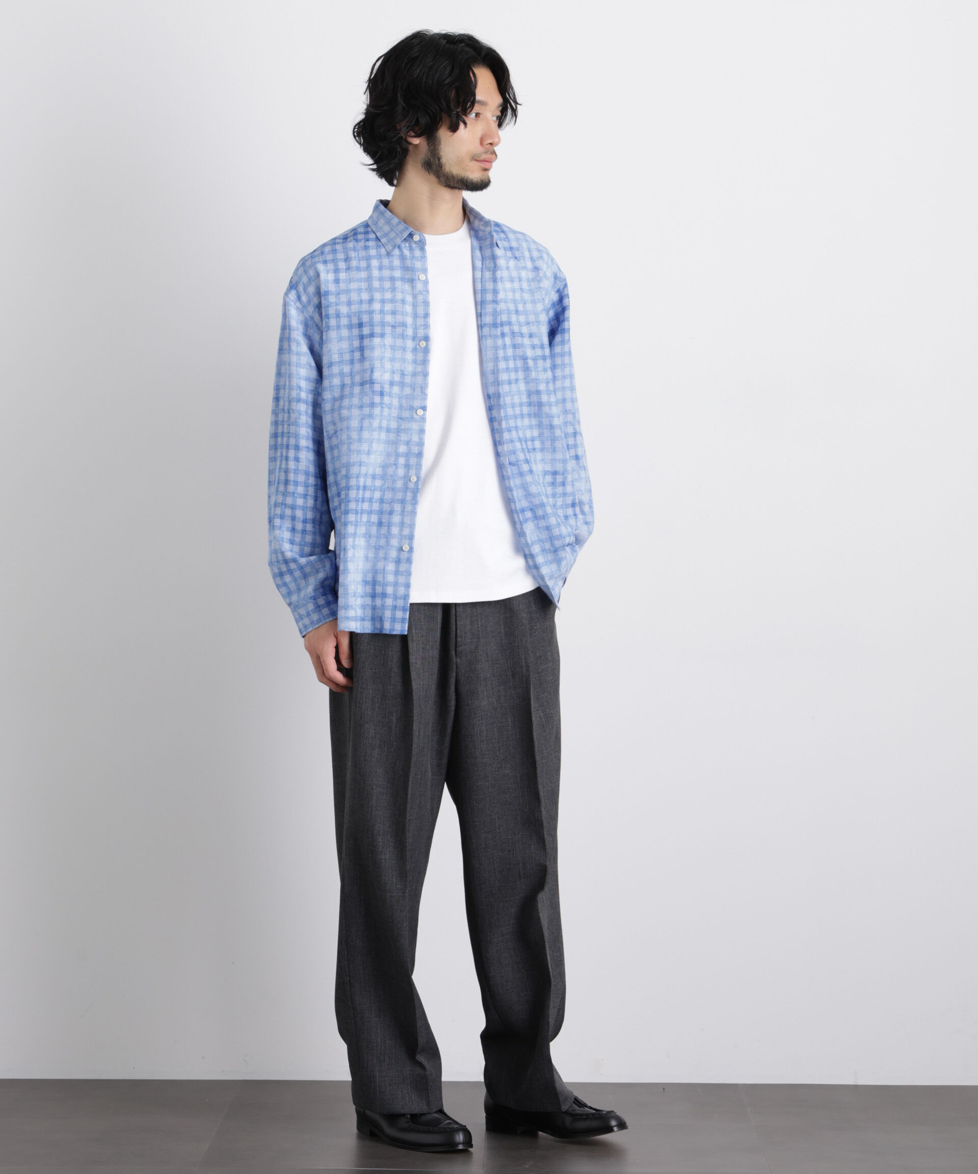 nano･universe「ケミカルフィニッシュチェック オーバーシャツ」|シャツ・ブラウス|