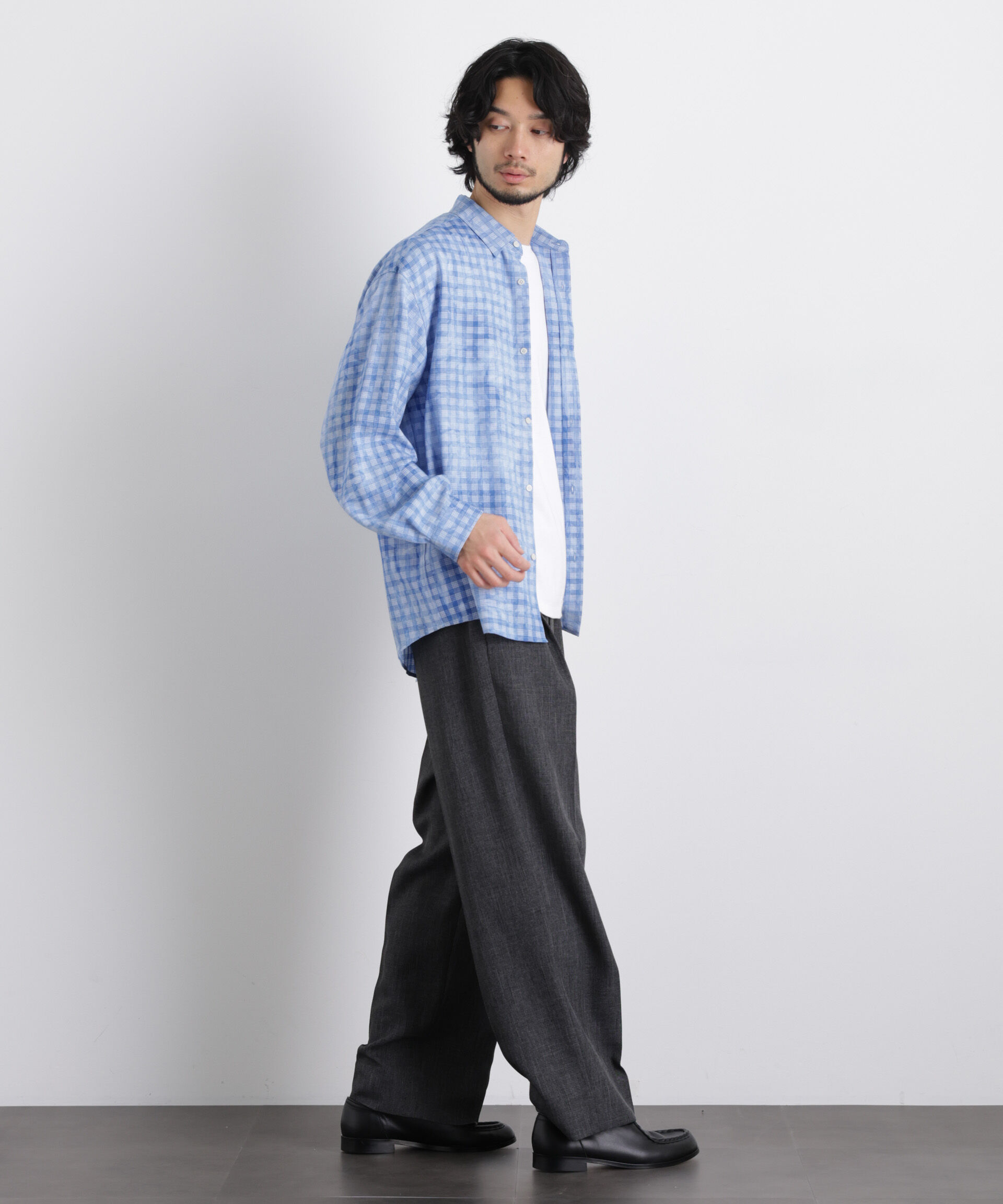 nano･universe「ケミカルフィニッシュチェック オーバーシャツ」|シャツ・ブラウス|