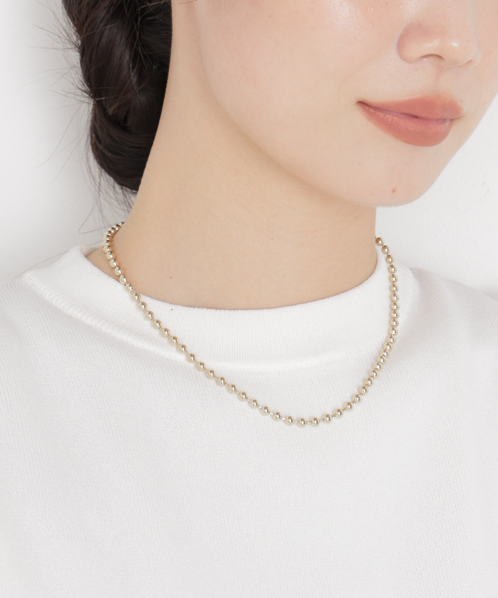 nano･universe「4mmボールチェーンネックレス長さ40cm」|ネックレス|ゴールド