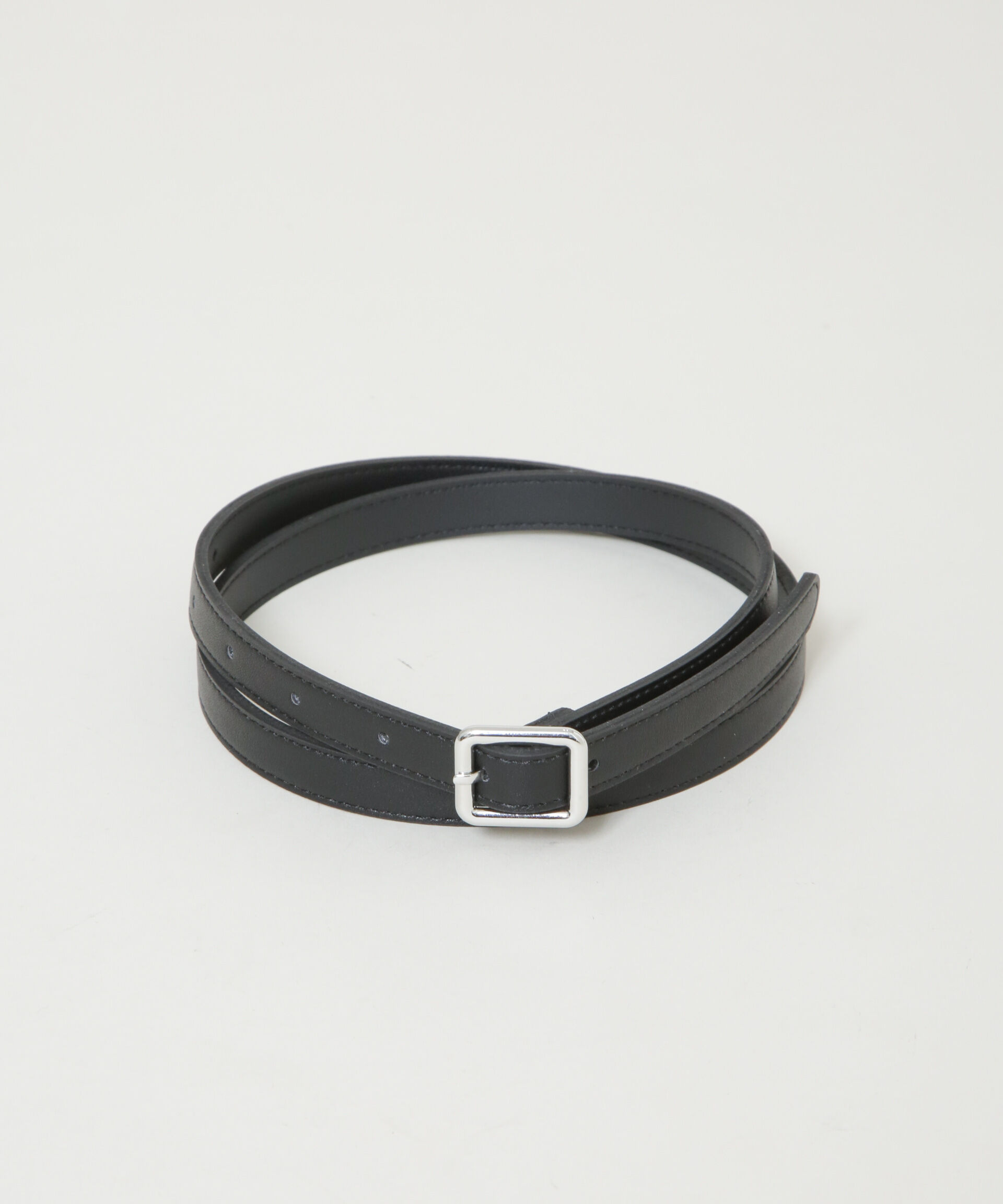 nano･universe「シルバースクエアバックル1.5cm幅ベルト」|ベルト|