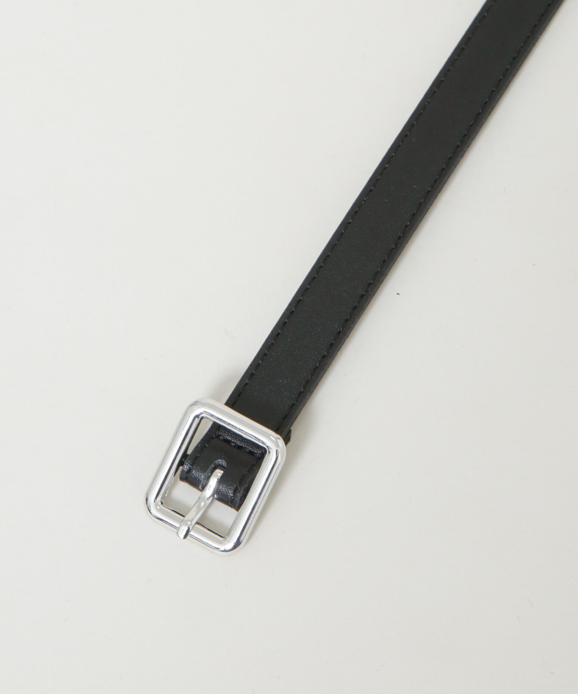 nano･universe「シルバースクエアバックル1.5cm幅ベルト」|ベルト|