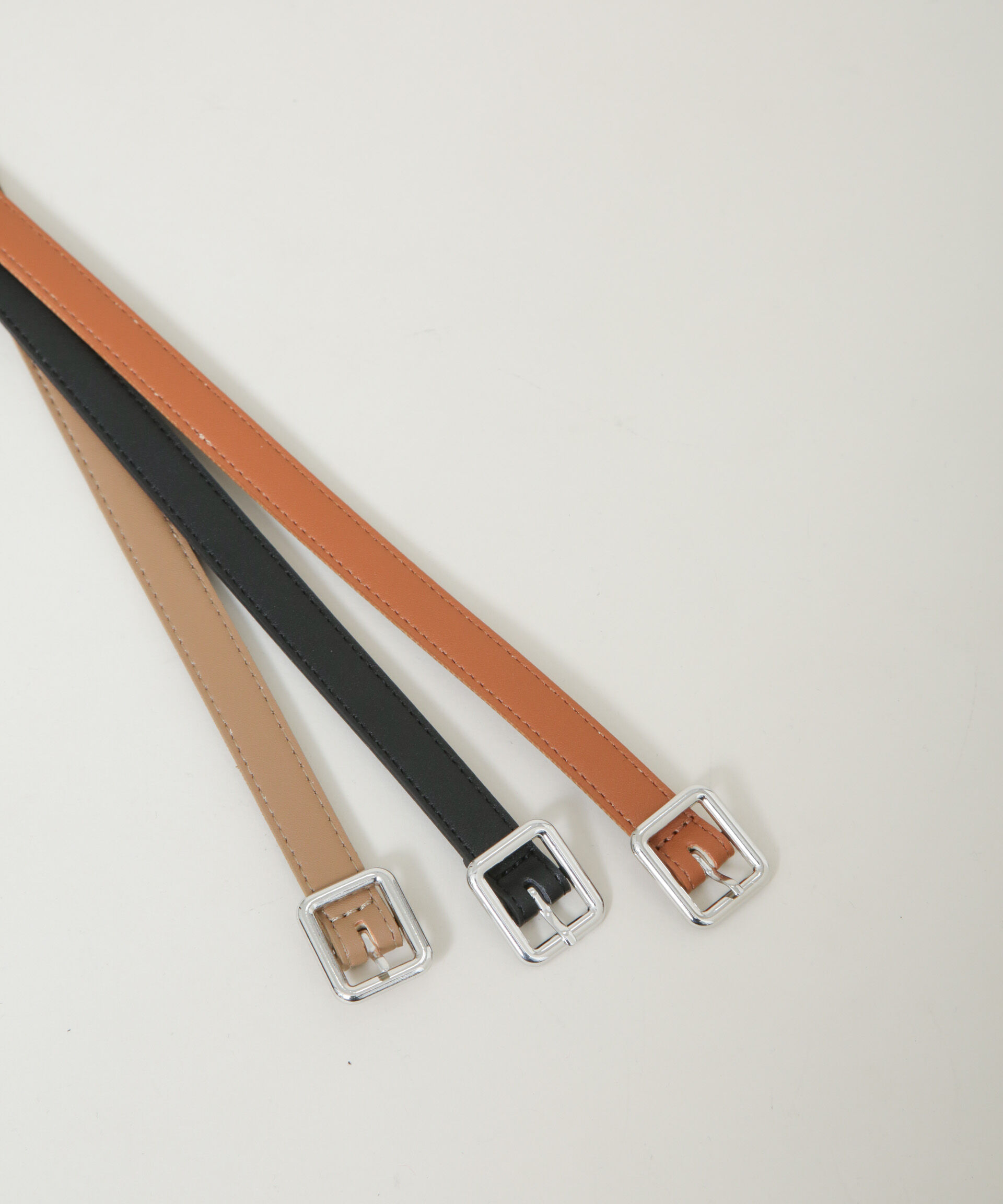 nano･universe「シルバースクエアバックル1.5cm幅ベルト」|ベルト|