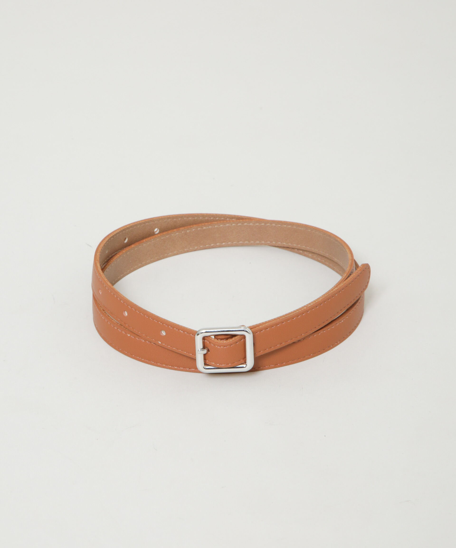 nano･universe「シルバースクエアバックル1.5cm幅ベルト」|ベルト|