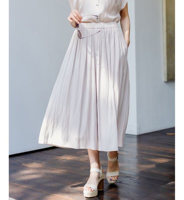 組曲「【新色追加・ウエスト調整可】ギャザーライトデシン パンツ」|その他|ベージュ系