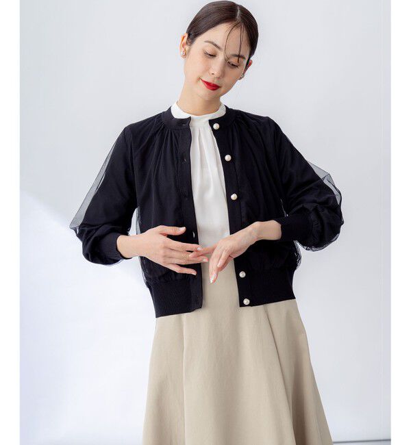 組曲「【WEB限定】チュールニット ブルゾン」|カーディガン|ブラック系