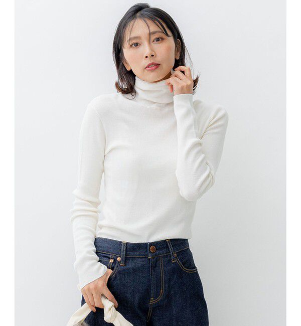 23区「【洗える】ウーステッドウール タートルネック ニット」|ニット・セーター|アイボリー系
