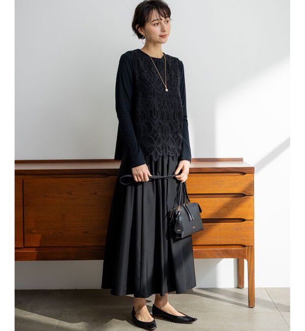 23区「【撥水加工/洗える】ブライトタフタ タック スカート」|スカート|