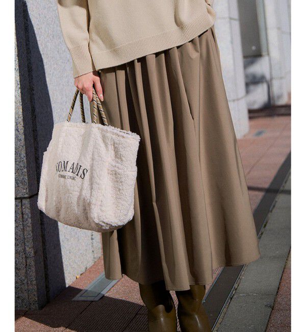 23区「【撥水加工/洗える】ブライトタフタ タック スカート」|スカート|ブラウン系