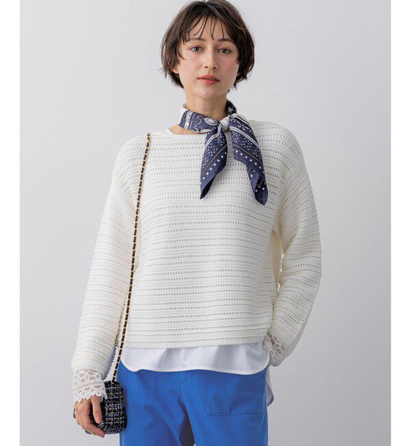 23区「コットンギマ ボートネック ニット」|ニット・セーター|ホワイト系