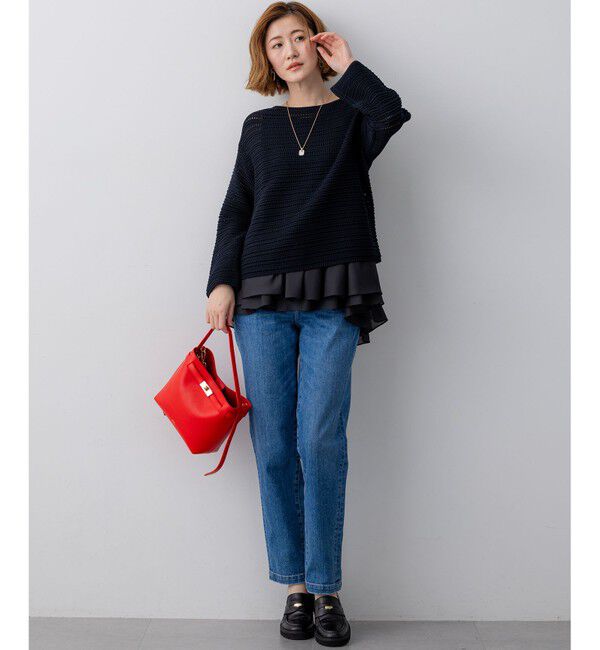 23区「コットンギマ ボートネック ニット」|ニット・セーター|