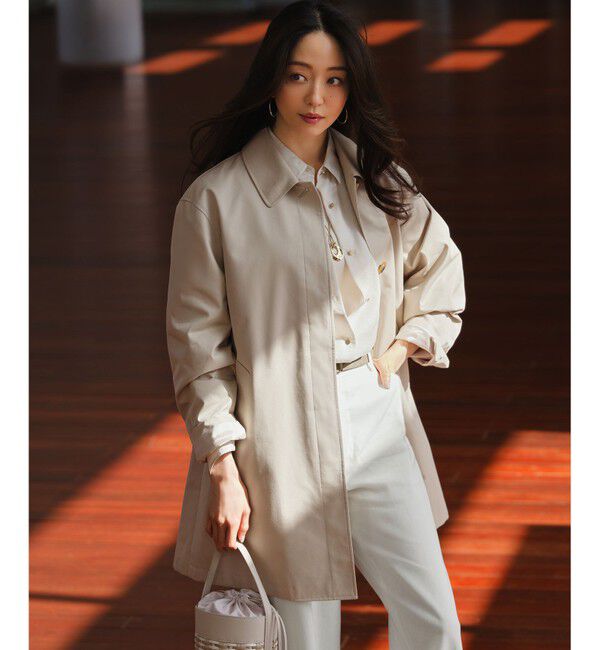 23区「エアータンブラー TCギャバジン ステンカラー コート」|ステンカラーコート|ベージュ系