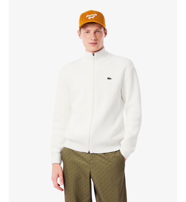 LACOSTE「コットンブレンドジップアップセーター」|ニット・セーター|ホワイト