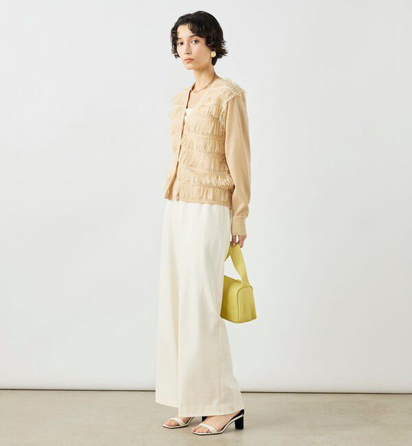 NOLLEY'S「《手洗い可能》チュールフリンジVネックカーディガン」|カーディガン|