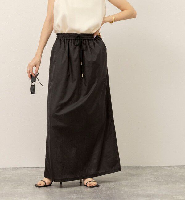 MAQWEL「《セットアップ対応》【MAQWEL/マクウェル】ウォッシャブルシアースカート」|スカート|ブラック
