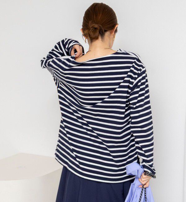 NOLLEY'S「【WEB限定】ウォッシャブルボーダープリントロンTee」|Tシャツ・カットソー|