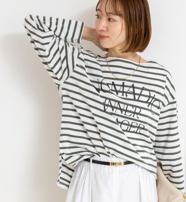 NOLLEY'S「【WEB限定】ウォッシャブルボーダープリントロンTee」|Tシャツ・カットソー|
