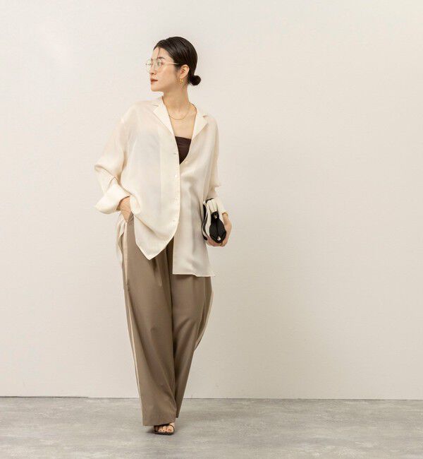 MAQWEL「《セットアップ対応》【MAQWEL/マクウェル】ウォッシャブルサテンシャツ」|シャツ・ブラウス|