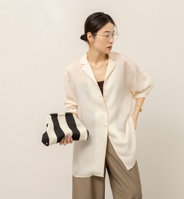 MAQWEL「《セットアップ対応》【MAQWEL/マクウェル】ウォッシャブルサテンシャツ」|シャツ・ブラウス|