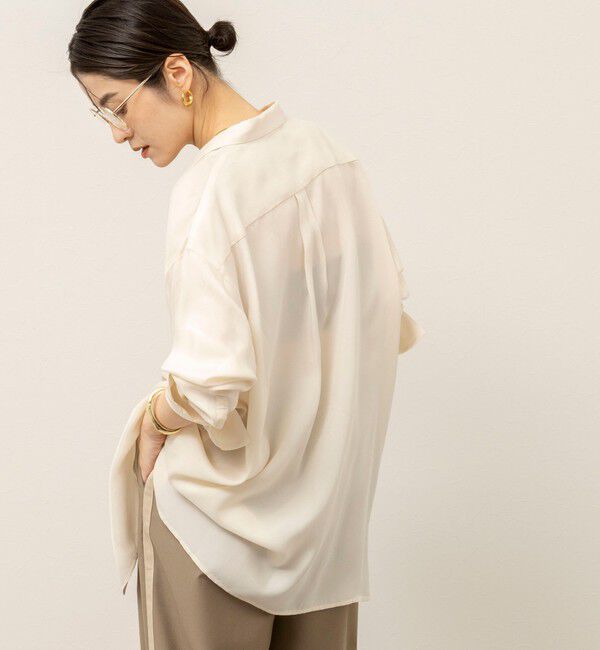 MAQWEL「《セットアップ対応》【MAQWEL/マクウェル】ウォッシャブルサテンシャツ」|シャツ・ブラウス|