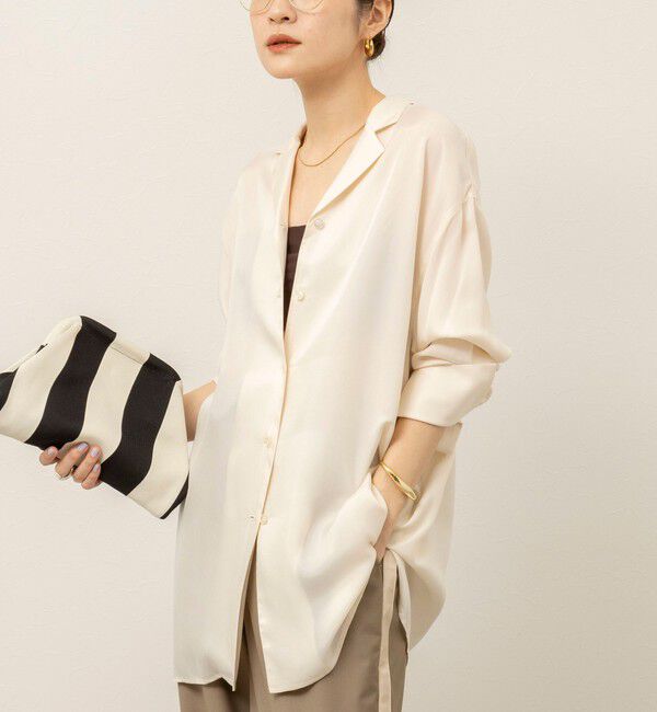 MAQWEL「《セットアップ対応》【MAQWEL/マクウェル】ウォッシャブルサテンシャツ」|シャツ・ブラウス|