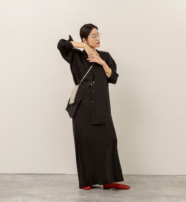 MAQWEL「《セットアップ対応》【MAQWEL/マクウェル】ウォッシャブルサテンシャツ」|シャツ・ブラウス|