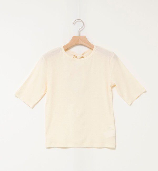 MAQWEL「【MAQWEL/マクウェル】ウォッシャブルバックリボン五分袖プルオーバー」|Tシャツ・カットソー|