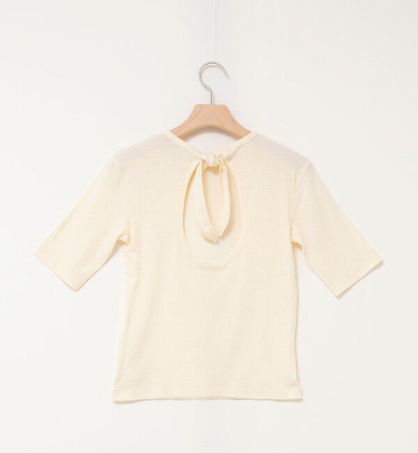 MAQWEL「【MAQWEL/マクウェル】ウォッシャブルバックリボン五分袖プルオーバー」|Tシャツ・カットソー|