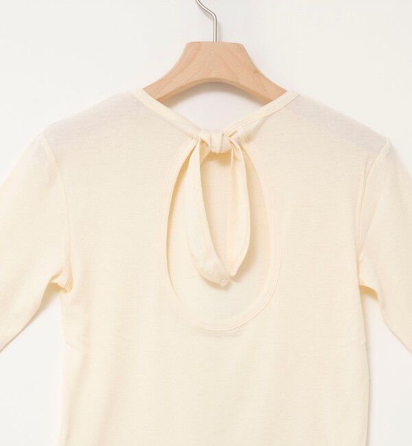 MAQWEL「【MAQWEL/マクウェル】ウォッシャブルバックリボン五分袖プルオーバー」|Tシャツ・カットソー|