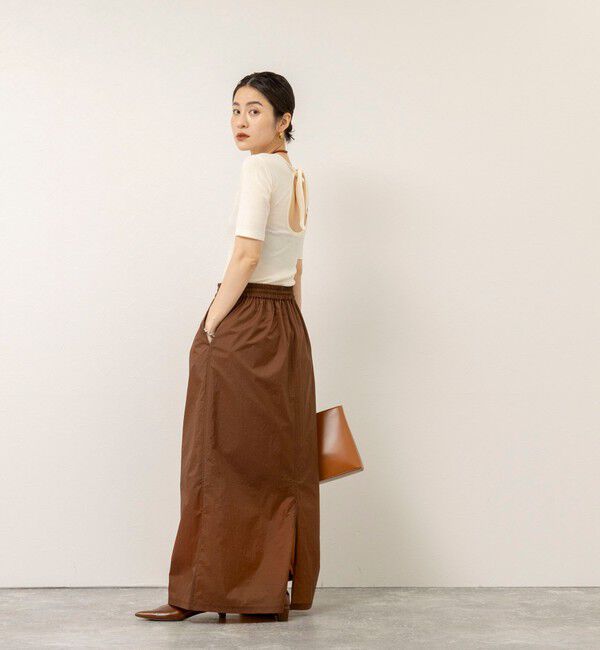 MAQWEL「【MAQWEL/マクウェル】ウォッシャブルバックリボン五分袖プルオーバー」|Tシャツ・カットソー|