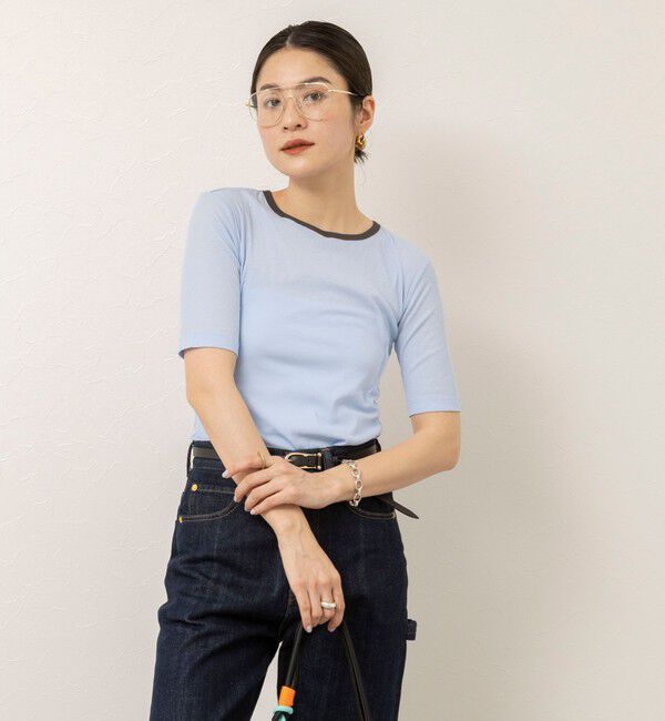 MAQWEL「【MAQWEL/マクウェル】ウォッシャブルバックリボン五分袖プルオーバー」|Tシャツ・カットソー|