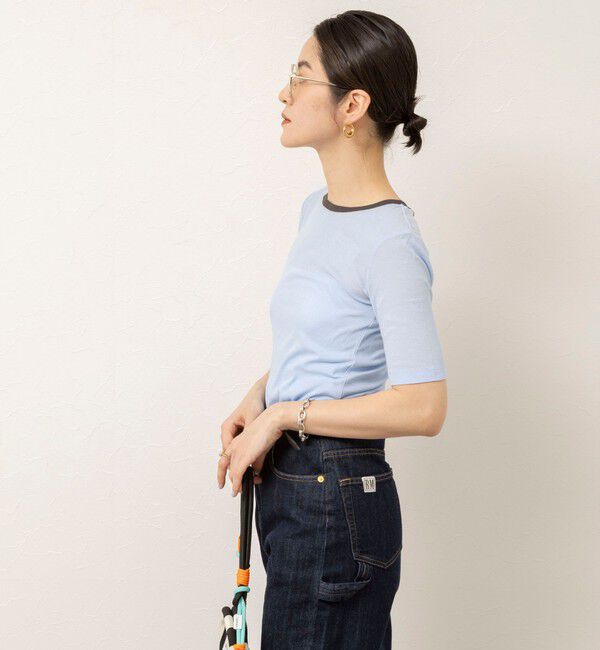 MAQWEL「【MAQWEL/マクウェル】ウォッシャブルバックリボン五分袖プルオーバー」|Tシャツ・カットソー|