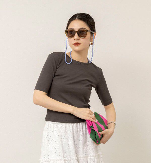 MAQWEL「【MAQWEL/マクウェル】ウォッシャブルバックリボン五分袖プルオーバー」|Tシャツ・カットソー|